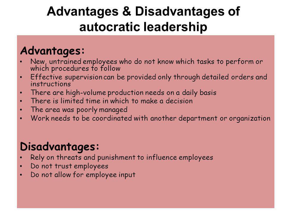 Advantages of an Autocratic Leadership Style